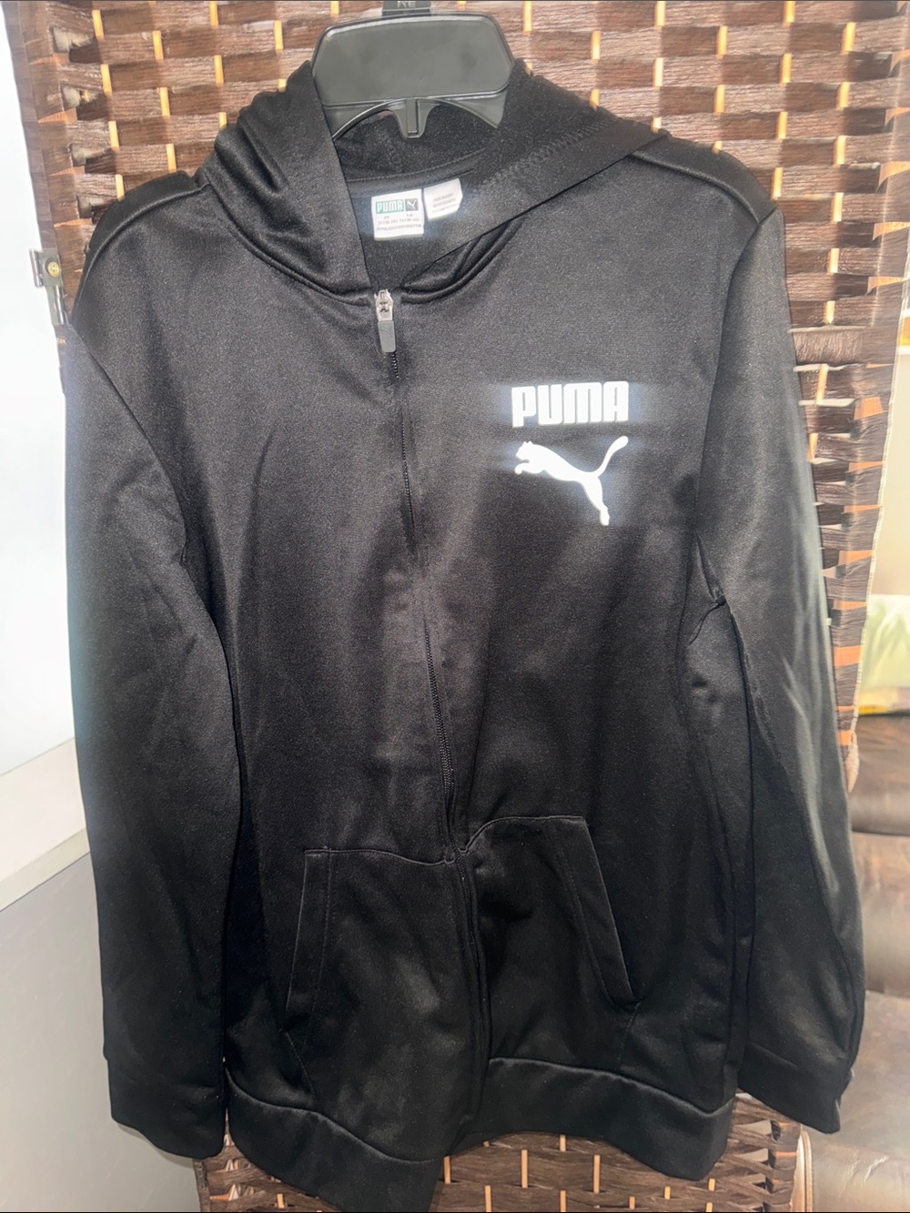 Puma Black Full-Zip Hoodie with White Logo